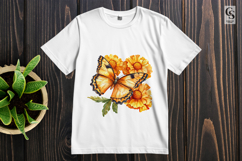 Yellow Butterfly with Flowers Clipart Sublimation PNG Product Image 3