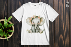 Baby Elephant Floral Sublimation PNG Product Image 3