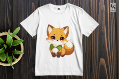 Cute Fox in Scarf Kawaii Animal Clipart Sublimation PNG Product Image 3