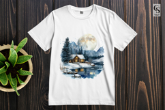 Winter Cabin Landscape Clipart Sublimation PNG Product Image 3
