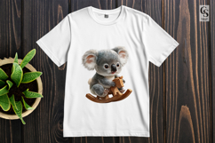 Cute Koala on Rocking Horse Clipart Sublimation PNG Product Image 2