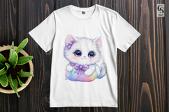 Cute Kitten with Rainbow Kawaii Cat Clipart Sublimation PNG Product Image 3