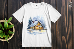 Winter Cottage House Clipart Sublimation PNG Product Image 3