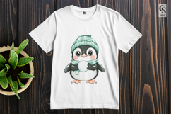Cute Winter Penguin with Snowball Cartoon Clipart Product Image 3