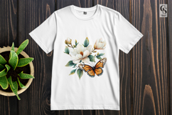 Orange Butterfly with Magnolia PNG Product Image 3