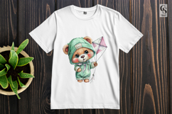 Cute Bear Flying Kite Clipart Sublimation PNG Product Image 2