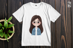 Cute Kawaii Girl Clipart with Glasses PNG Product Image 2