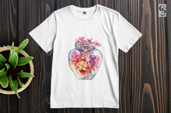 Heart Jar Flowers Clipart Floral Jar Sublimation Product Image 2
