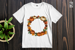Autumn Pumpkin Wreath Clipart with Fall Leaves Product Image 2