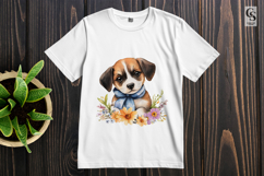 Floral Puppy Watercolor Clipart Sublimation PNG Product Image 3