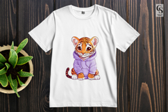 Cute Baby Tiger in Purple Hoodie Clipart Product Image 3