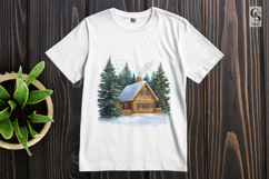 Snow Cabin Landscape Clipart Sublimation PNG Product Image 3