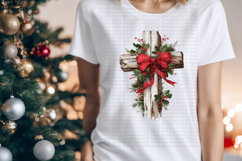 Christian Christmas Cross with red Bows PNG, Set of 6 Product Image 2