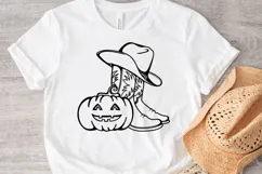 Pumpkin Cowboy boots Halloween T-shirt Design Monster Product Image 3