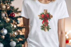 Christian Christmas Cross with red Bows PNG, Set of 6 Product Image 4