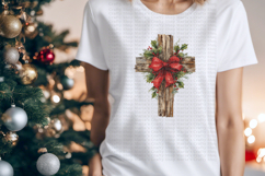 Christian Christmas Cross with red Bows PNG, Set of 6 Product Image 5