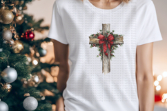 Christian Christmas Cross with red Bows PNG, Set of 6 Product Image 6