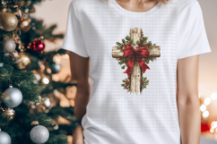 Christian Christmas Cross with red Bows PNG, Set of 6 Product Image 7