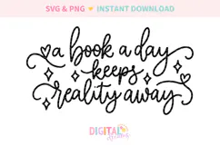 A Book A Day Keeps Reality Away SVG PNG Product Image 2