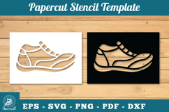 Shoes Papercut Stencil SVG Product Image 1