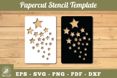 Shooting Stars Paper Cut Stencil SVG Product Image 1