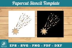 Shooting Stars Papercut Stencil SVG Product Image 1