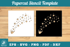 Shooting Stars Papercut Stencil SVG Product Image 1
