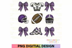 Coquette Football Preppy Bow PNG Sublimation Design Product Image 1