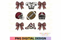 Coquette Football Preppy Bow PNG Sublimation Design Product Image 1