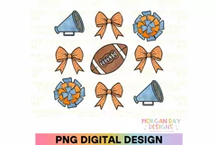 Coquette Football Cheer Preppy Bow PNG Sublimation Design Product Image 1