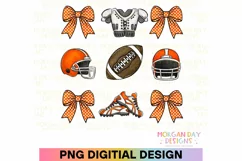 Coquette Football Preppy Bow PNG Sublimation Design Product Image 1