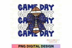 Game Day Football Preppy Bow PNG Sublimation Design Product Image 1