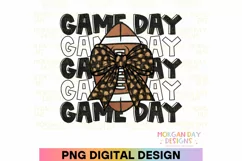 Game Day Football Preppy Bow PNG Sublimation Design Product Image 1