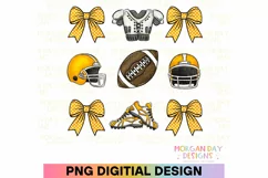 Coquette Football Preppy Bow PNG Sublimation Design Product Image 1