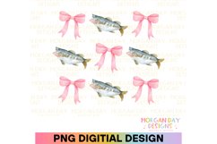 Coquette Fishing Pink Bow PNG Sublimation Design Product Image 1