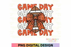 Game Day Football Preppy Bow PNG Sublimation Design Product Image 1