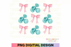 Coquette Fitness Pink Bow PNG Sublimation Design Product Image 1