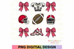 Coquette Football Preppy Bow PNG Sublimation Design Product Image 1