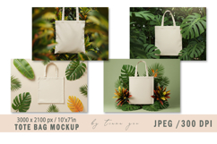 Tropical Canvas Tote Bag Mockup 4 Nature Backgrounds Product Image 1