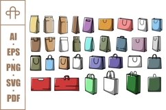 Shopping bag type set collection vector illustration Product Image 1