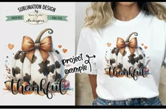 Thankful Cow Print Pumpkin PNG Design for Sublimation DTF Product Image 4