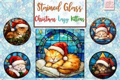 Stained Glass Christmas Lazy Kittens18 PNGs Sublimation Product Image 2