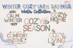 Winter Cozy Yarn Text Clipart Bundle 20 Embroidered PNG Product Image 2