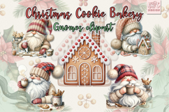 Christmas Cookie Bakery Gnomes Winter Watercolor Clipart Product Image 2
