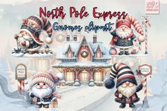 North Pole Express Gnomes Watercolor Clipart Product Image 3