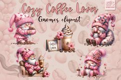 Watercolor Cozy Coffee Lover Gnomes PNG Illustration Clipart Product Image 3