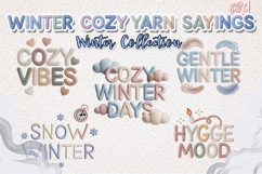 Winter Cozy Yarn Text Clipart Bundle 20 Embroidered PNG Product Image 3