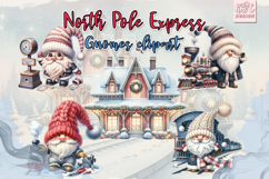 North Pole Express Gnomes Watercolor Clipart Product Image 4