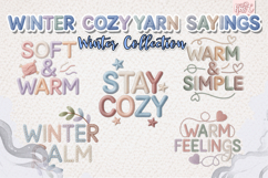 Winter Cozy Yarn Text Clipart Bundle 20 Embroidered PNG Product Image 4