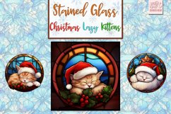 Stained Glass Christmas Lazy Kittens18 PNGs Sublimation Product Image 4